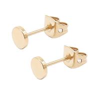Artskin Rose Gold Plated Titanium Dot Stud Earrings for Women Men Girls Hypoallergenic 4mm Round Flat Disc Dainty Earrings for Sensitive Ears (4mm, Rose Gold)