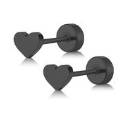 Artskin Women Flat Back Ball/Star/Heart/Dot Stud Earrings Titanium Hypoallergenic Girls Earrings for Sensitive Ears Simple Classic 5mm Flat Stud Earrings Silver/Black/Gold/Pink