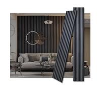 ARTSLAT 3D Fluted Sound Absorbing Acoustic Wood SLAT Wall Panels (94.48 * 23.62in. (2PCS Coverage), Matte Black)