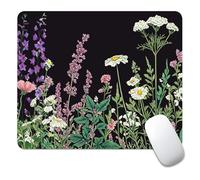 artslion Cute Aesthetic Mouse Pad 24x20cm Midnight Wildflowers Pattern, Non-Slip Rubber Base & Smooth Surface, Small Desk Mat for Laptop Office Gift for Women & Girls