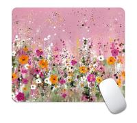 artslion Cute Aesthetic Mouse Pad 24x20cm Pastel Wildflower Field Pattern, Non-Slip Rubber Base & Smooth Surface, Small Desk Mat for Laptop Office Gift for Women & Girls