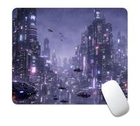 artslion Cyberpunk City Mouse Pad 24x20cm, Small Aesthetic Mouse Mat, Non-Slip Rubber Base, Smooth Surface Compact for Office & Gaming