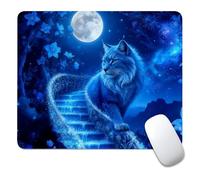 artslion Decorative Mouse Pad 24x20cm - Smooth Surface & Non-Slip Rubber Base for Office, Home & Gaming Blue Cat Patterns