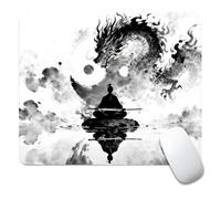 artslion Ink Wave Zen Mouse Pad 24x20cm, Small Aesthetic Mouse Mat, Non-Slip Rubber Base, Smooth Surface Compact for Office & Gaming