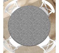 artslion Modern Round Table Cloth Wipe Clean 36 inch, Waterproof Table Cover with Elastic for Dining Room, Kitchen & Coffee Table-Grey Scroll