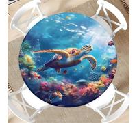 artslion Outdoor Round Tablecloth with Elastic Band 36 In（90cm Elastic Garden Table Cover Wipe Clean with Sea Turtles Pattern