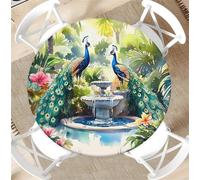 artslion Outdoor Round Tablecloth with Elastic Band 36In-90cm Elastic Garden Tablecloth with Peacock Pattern Fits 31"-35" Wide Tables