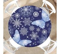 artslion Outdoor Round Tablecloth with Elastic Band 44In-110cm Elastic Garden Tablecloth with Ice Crystal Butterfly Pattern Fits 38"-42" Wide Tables