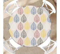 artslion Outdoor Round Tablecloth with Elastic Band 60In-150cm Elastic Garden Tablecloth with Colorful line leaves Pattern Fits 54"-58" Wide Tables