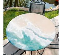 artslion Round 36in Tablecloth with Elastic Fits Tables Size 36",Retro Floral Wipe Outdoor tablecloth, Stain Resistant Table Cover for Kitchen Dining Parties
