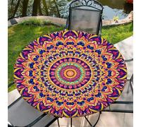 artslion Round Tablecloth Φ120cm/48in Wipe Clean Table Cloths with Elastic, Water-repellent Durable Scratch Resistant Table Cover Protector for Dining room, Balcony, Garden-Bohemian Mandala