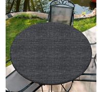 artslion Round Tablecloth Φ90cm/36in Wipe Clean Table Cloths with Elastic, Water-repellent Durable Scratch Resistant Table Cover Protector for Dining room, Balcony, Garden-Faux Linen