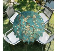 artslion Tablecloth Round 60 Inch Water Resistant Wipe Clean Tablecloths - Polyester Fabric Washable Table Cloth for Kitchen, Dining Room Plum blossom pattern Design