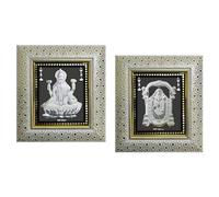 ARTSMINE Combo Frames | 999 Pure Silver Lakshmi + Balaji Frame | Set Of 2 | Pooja Room, Wedding Gifts, Return Gift | H*L - 22 * 20 CM Each | Purity Certificate & Resale Value
