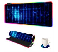 ARTSO Blue RGB Gaming Mouse Pad, XXL Mousepad Non-Slip Rubber Base, Cool Computer Desk Pad Keyboard Mat LED Glowing Square Extended Mouse Pad for Gamer