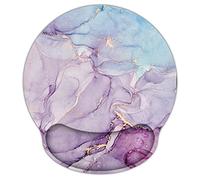 ARTSO Ergonomic Mouse Pad with Wrist Rest Support Gel, Non Slip Rubber Base Pad Computer PC Laptop Women Men Mousepad for Home, Office, Gaming, Working Easy Typing, Pain Relief, Purple Blue Marble
