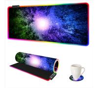 ARTSO Gaming Mouse Pad RGB Starry Sky, Forest Large Mousepad with Non-Slip Rubber Base, Cool XXL Computer Desk Pad, 35.4 x15.7In Big Gaming LED Light Up Mouse Pad for Gamer