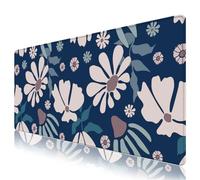 ARTSO Large Mouse Pad, Cute Blue Desk Mat for Desktop,Desk Pad Waterproof Gaming Mousepad for Women Girls, Art Leaf Flower Computer Protector Writing Pad for Office Home
