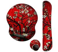 ArtSo Upgraded Wrist Rest Support for Mouse Pad & Keyboard, Ergonomic Gel Mousepad Non-Slip Rubber Base Home,Office Pain Relief, Easy Typing Cushion Neoprene, Soft Memory Foam, Red Van Gogh Painting