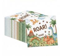 ArtSocket 100 Pcs Dinosaur Party Napkins 2 Ply Disposable Paper Napkins for Dino Roar Themed Party Decorations for for Boy Girls Baby Shower Home Kitchen Birthday Party Supplies, 6.5 x 6.5 Inch