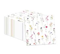ArtSocket 100 Pcs Wildflower Party Napkins 2 Ply Disposable Paper Napkins for Spring Floral Themed Party Decorations for Summer Picnic Wedding Tea Home Kitchen Birthday Party Supplies, 6.5 x 6.5 Inch
