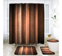 ArtSocket Orange Copper Pale Peach Bathroom Set with Shower Curtain and Rugs Accessories, Abstract Fall Warm Artistic Bright Retro Vintage Shower Curtain for Bathroom Decor 4 Pcs