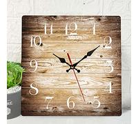 ArtSocket Wooden Wall Clock Silent Non-Ticking, Brown Wood Grain Cracked Vintage Dirty Fence Gray Square Rustic Coastal Wall Clock Decor for Home Kitchen Living Room Office, Battery Operated(12 Inch)