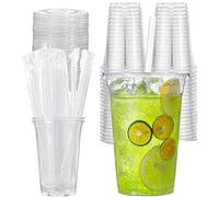 Artsotroly 20 oz Clear Plastic Cups with Lids and Straws, Disposable Drinking Cups for Cold Drinks, Iced Coffee, Milkshakes, Smoothies, 25 Sets
