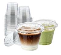 Artsotroly 25 Sets- 9 oz Clear Plastic Cups with Strawless-Sip-Lids, Disposable Cup Plastic Iced Coffee Cups for Cold Drinks, Smoothies and Juices