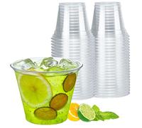 Artsotroly 50 Pack 9 oz Clear Plastic Cups, 9oz Clear Disposable Punch Cups Wine Glasses, Sturdy Recylable Small Drinking Cup for Wedding Party, Cocktail Cup, Plastic Tumblers for Cold Drinks