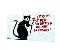ARTSPRINTS BANKSY I AM OUT OF BED PRINT ON FRAMED CANVAS WALL ART 30 x 20 inch -18mm depth