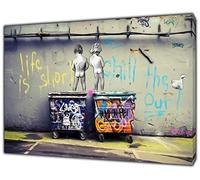 ARTSPRINTS Banksy LIfe is short kids Peeing Art Reprint on Framed Canvas Wall Art Home Decoration 20 x 12 inch(50x 30 cm) -18mm depth