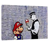ARTSPRINTS Banksy Super Mario MASHROOM Print ON Framed Canvas Quality Colours Print 20 x 12 inch -18mm Depth