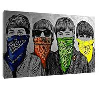 ARTSPRINTS BANKSY THE BEATLES BANDANNA B/W JACKETS PRINT ON FRAMED CANVAS WALL ART 16 x 12 inch -38mm depth