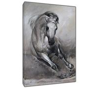 ARTSPRINTS Beautiful Horse Running DRAWN WITH CHARCOAL SOFT PASTEL PRINT ON FRAMED CANVAS Home Decoration 24 x 16 inch -38mm depth