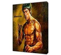 ARTSPRINTS Bruce LEE in Gold Photo Print ON Framed Canvas Wall Art 16 x 12 inch -18mm Depth