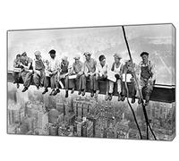 ARTSPRINTS Construction Workers Having A Break in The Sky ON Wood Framed Canvas Photos Wall Art 34 x 24inch -18mm Depth