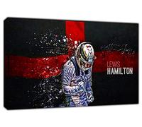ARTSPRINTS FORMULA 1 LEWIS HAMILTON FLAG ON FRAMED CANVAS WALL ART HOME DECORATION 12x 8inch -18mm depth
