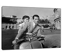 ARTSPRINTS Gregory PECK Audrey Hepburn Roman Holiday Picture Print ON Framed Canvas Wall Art Home Decoration Ready to Hang 12x 8inch -38mm Depth