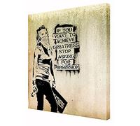 ARTSPRINTS IF YOU WANNA ACHIEVE GREATNESS STOP ASKING FOR PERMISSION BY BANKSY PRINT ON FRAMED CANVAS 20 x 12 inch -38mm depth