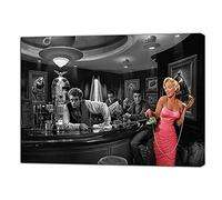 ARTSPRINTS James Dean Elvis Presley And Marilyn Monroe In Bar 12 X 8 Inch | B/W Picture Reproduction Print On Framed Canvas Wall Art Home Decoration 30x 20 Cm -18mm Depth
