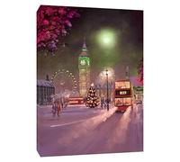 ARTSPRINTS London Night Covered by Snow Photo Print ON Framed Canvas Wall Art VE 16 x 12 inch -18mm Depth