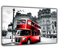 ARTSPRINTS London Trafalgar Square RED Bus Photo/Picture Print ON Framed Canvas Wall Art 20’’ x 16 inch -18mm Depth