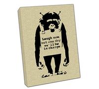 ARTSPRINTS Monkey Laugh Now Banksy Street Picture Photo print On Framed Canvas Wall Art Home Decoration 16 x 12 inch(40x 30 cm) -18mm depth