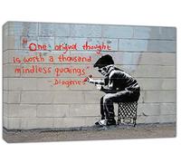 ARTSPRINTS One Original Thought Wall Art Paint by Banksy Picture Print On Framed Canvas Wall Art Home Decoration 34 x 24 inch(86x 60 cm) -18mm Depth