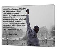 ARTSPRINTS Rocky Balboa Photo with HIS Quotes in B&W Print ON Framed Canvas Wall Art 34 x 24inch -18mm Depth