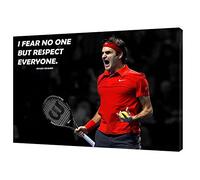 ARTSPRINTS ROGER FEDERER I FEAR NO ONE PHOTO PRINT ON FRAMED CANVAS WALL ART 24 x 20inch - 38mm depth