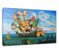 ARTSPRINTS SHIP BUTTERFLY BY SALVADOR DALI REPRINT ON FRAMED CANVAS PICTURES WALL ART DECORATION READY TO HANG 30 x 20 inch -18mm depth
