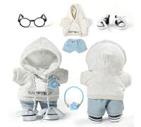 ARTST 17cm Doll-Clothes-Outfit-Set,6PCS Casual Style Doll Clothing Accessories for 17cm Dolls-Hoody+Jeans+Small Camera+Glasses+Canvas Shoes(No Doll)