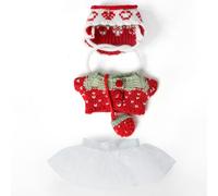 ARTST 17cm Doll Clothes Set - Handcrafted Crochet Outfit Accessories for 5.91-6.7inch Dolls-Hand Crocheted Hat+Sweater+White Dress+Bag(NO Doll)